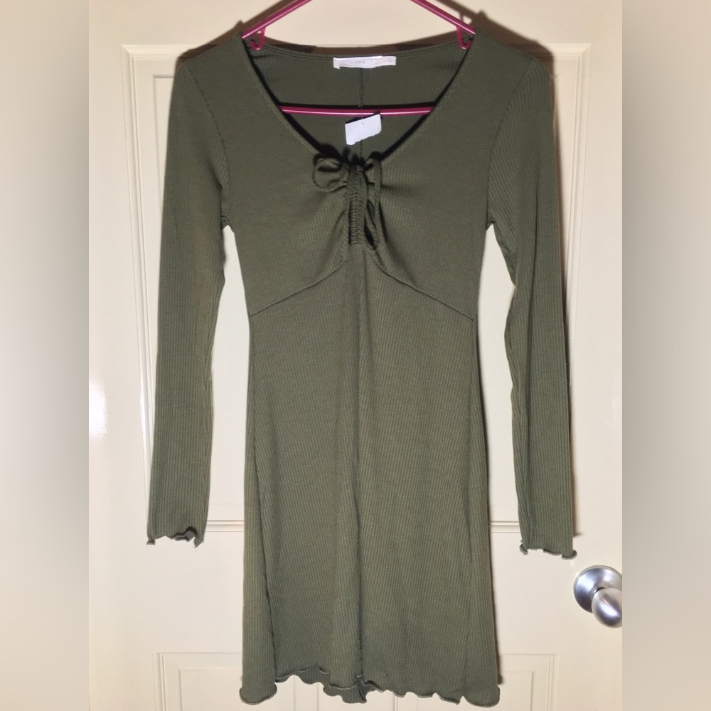 Olive green short dress